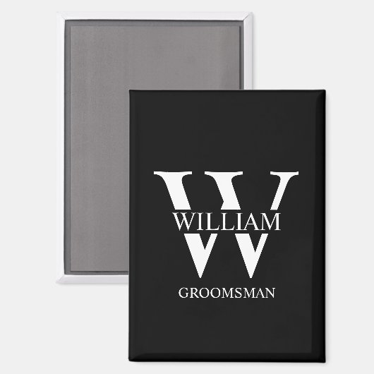 Personalisiertes Brautjunggesellen-Monogramm & Nam Magnet (Vorderseite/Rückseite)