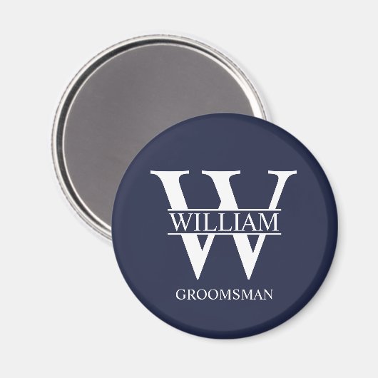Personalisiertes Brautjunggesellen-Monogramm & Nam Magnet (Vorderseite/Rückseite)