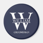 Personalisiertes Brautjunggesellen-Monogramm & Nam Magnet (Vorne)