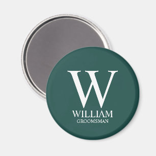 Personalisiertes Brautjunggesellen-Monogramm & Nam Magnet