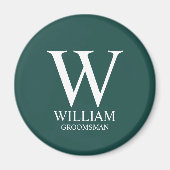 Personalisiertes Brautjunggesellen-Monogramm & Nam Magnet (Vorne)