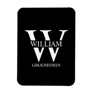 Personalisiertes Brautjunggesellen-Monogramm & Nam Magnet