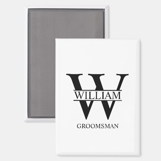 Personalisiertes Brautjunggesellen-Monogramm und - Magnet (Vorderseite/Rückseite)