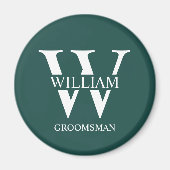 Personalisiertes Brautjunggesellen-Monogramm und N Magnet (Vorne)