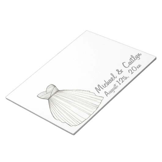 Personalisiertes Brautkleid - Gown Notepad Notizblock (angewinkelt)