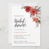 Personalisiertes Brautparty Blumenbeete Rose Grüne Einladung (Vorderseite)