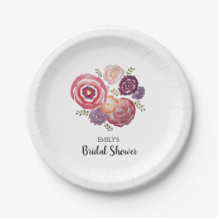 Personalisiertes Brautparty Blumenbemalung Pappteller