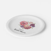 Personalisiertes Brautparty Blumenbemalung Pappteller (Schrägansicht)