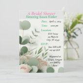 Personalisiertes Brautparty, blumenreich Einladung (Stehend Vorderseite)