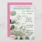Personalisiertes Brautparty, blumenreich Einladung (Vorne/Hinten)