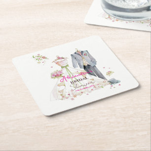Personalisiertes Brautparty-Brautkleid Rechteckiger Pappuntersetzer