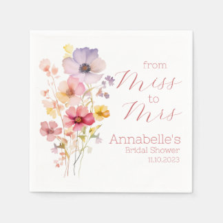 Personalisiertes Brautparty Cocktail Wildblumen Serviette