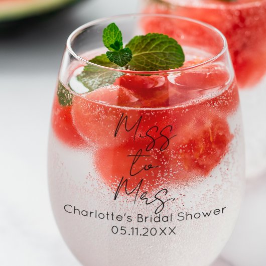 Personalisiertes Brautparty Frau zu verfehlen. Weinglas Ohne Stiel