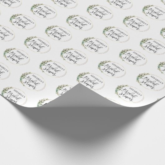 Personalisiertes Brautparty Grüner Kranz Geschenkpapier (Ecke)