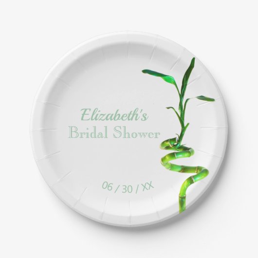 Personalisiertes Brautparty Lucky Bamboo Gelb Pappteller (Vorderseite)