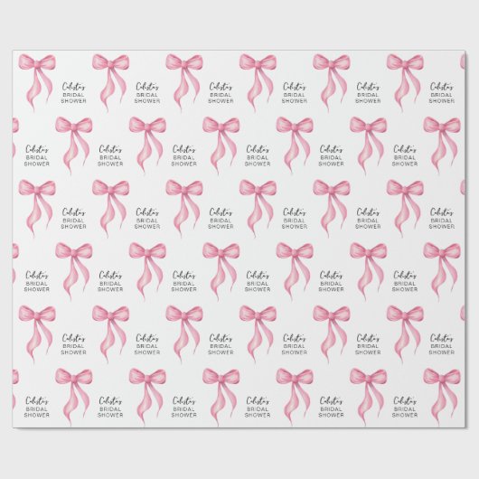 Personalisiertes Brautparty mit rosa Bow Geschenkpapier (Flach)