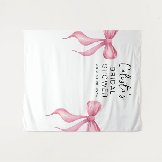 Personalisiertes Brautparty mit rosa Bow im Hinter Wandteppich (Vorderseite (Horizontal))