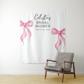 Personalisiertes Brautparty mit rosa Bow im Hinter Wandteppich (Beispiel)