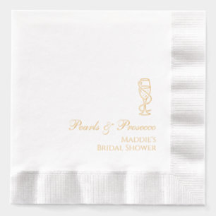 Personalisiertes Brautparty Perlen & Prosecco Gold Servietten Mit Folie
