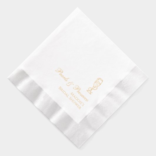 Personalisiertes Brautparty Perlen & Prosecco Gold Servietten Mit Folie (Rechts)