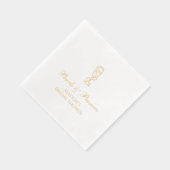 Personalisiertes Brautparty Perlen & Prosecco Gold Servietten Mit Folie (Rechts)