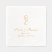 Personalisiertes Brautparty Perlen & Prosecco Gold Servietten Mit Folie (Vorderseite)
