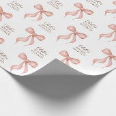 Personalisiertes Brautparty Rosa Bow Geschenkpapier (Ecke)
