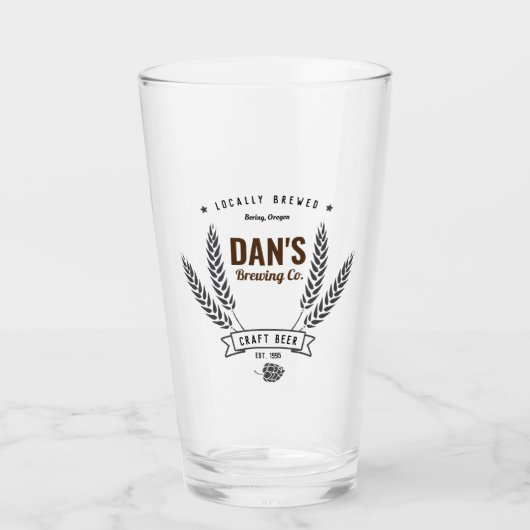 Personalisiertes Brauunternehmen Bierglas Glas (Vorderseite)