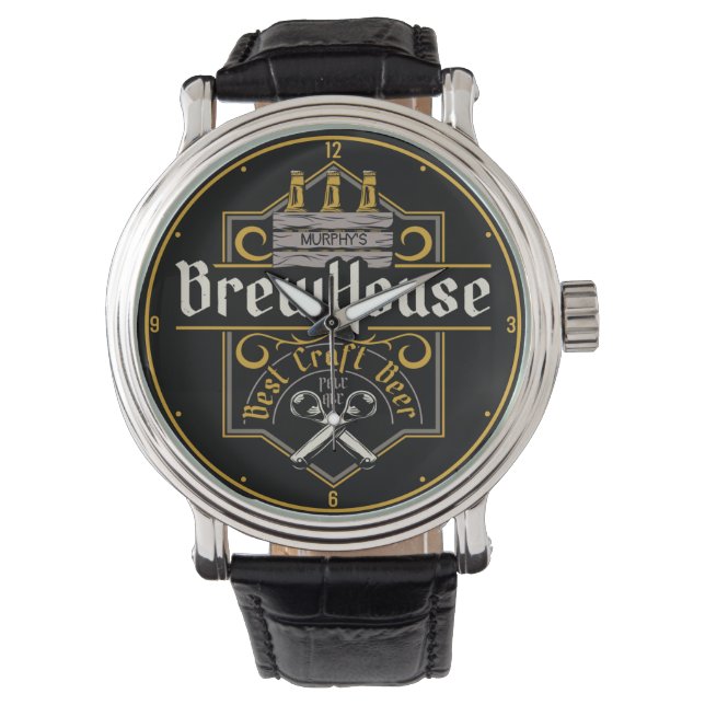 Personalisiertes BrewHouse Best Craft Bier Ale Bar Armbanduhr (Vorderseite)