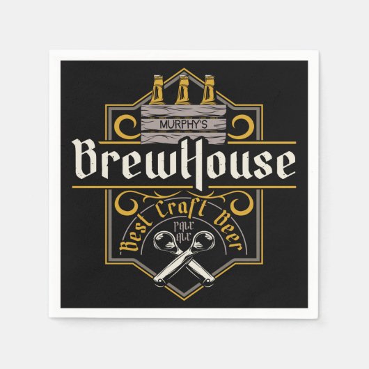 Personalisiertes BrewHouse Best Craft Bier Ale Bar Serviette (Vorderseite)
