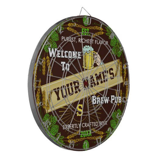Personalisiertes Brewpub Willkommen im Hopfen Gers Dartscheibe (Vorderseite Links)