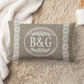 Personalisiertes Bride&Groom Burlap&Lace Lendenkissen (Decke)