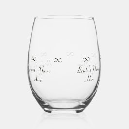 Personalisiertes Bride & Groom-Symbol für Unendlic Weinglas Ohne Stiel