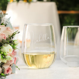 Personalisiertes Bridesmaid-Geschenk Etched Stielloses Weinglas