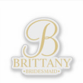 Personalisiertes Bridesmaid-Gold Monogramm und Nam Aufkleber (Vorderseite)