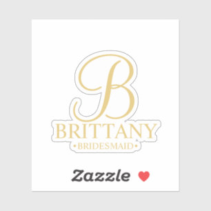 Personalisiertes Bridesmaid-Gold Monogramm und Nam Aufkleber