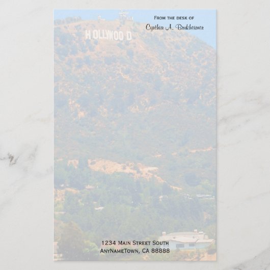 Personalisiertes Briefpapier Hollywood Hills (Vorderseite)