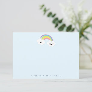 Personalisiertes Briefpapier Kawaii Regenbogen Hel Dankeskarte