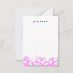 Personalisiertes Briefpapier mit rosa Wasserfarbe- Mitteilungskarte