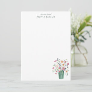 Personalisiertes Briefpapier Name Handgemalte Blum Mitteilungskarte