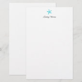 Personalisiertes Briefpapier Teal Blaue Seestern (Vorne/Hinten)