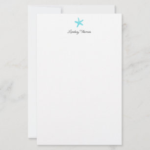 Personalisiertes Briefpapier Teal Blaue Seestern