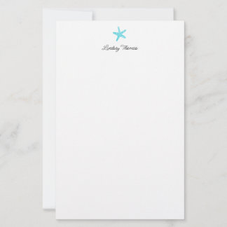 Personalisiertes Briefpapier Teal Blaue Seestern