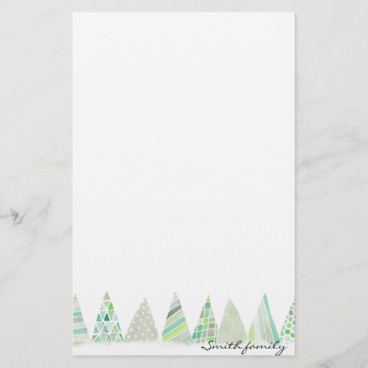 Personalisiertes Briefpapier - Weihnachtsbäume (Vorderseite)