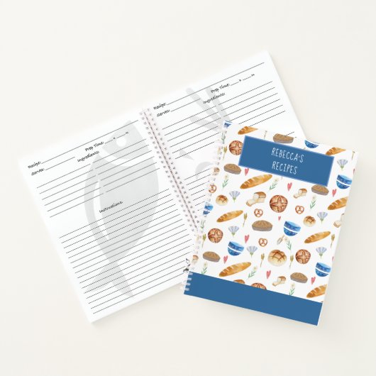 Personalisiertes Brot und Bäckerei Wasserfarben Mu Notizblock (Innenseite)