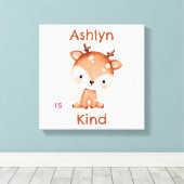 Personalisiertes Brown Deer Kids Affirmation Kinde Leinwanddruck (Insitu (Holzboden))