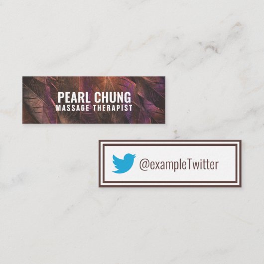 Personalisiertes "Brown Feathers"-Twitter Mini Visitenkarte (Vorne/Hinten)