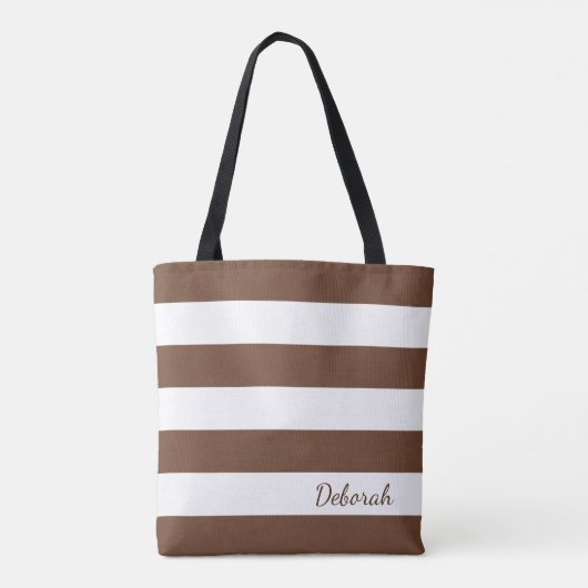 Personalisiertes Brown und weiße gestreifte Tasche (Rückseite)