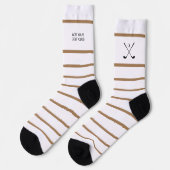 Personalisiertes Brown White Strip Golf Club Socken (Linkes Detail)