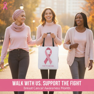 Personalisiertes Brustkrebs-Bewusstsein Rosa Band Tasche